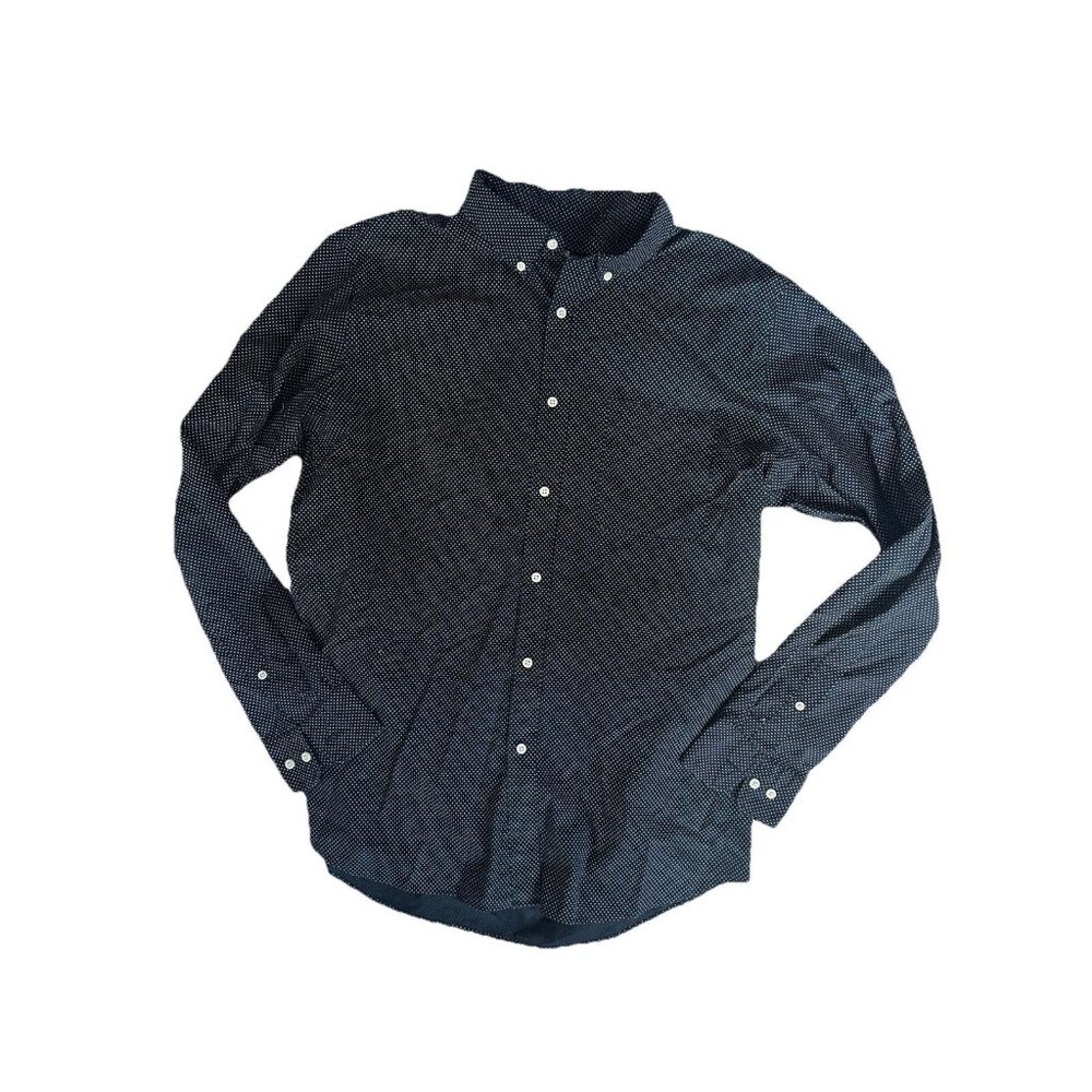 Men’s Uniqlo Black White Polka Dot Button Down Shirt Large